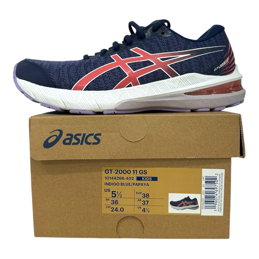 ASICS GT-2000 11 Kids Indigo Blue Papaya 1014A266-402 size 5.5 new with box - Picture 1 of 11